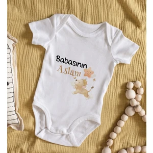 Bk Gift Babasının Aslanı Tasarımlı Bebek Body Zıbın - Model 1