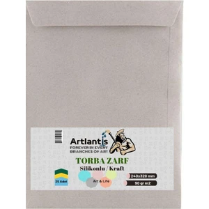 Torba Zarf 24X32 cm Kraft 90 gr Silikonlu 25'li 1 Paket Artlantis 240*320 mm Torba Zarf Kraft 25 Li 1 Paket