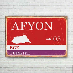 Trend Poster Afyon Plaka Retro Ahşap Poster