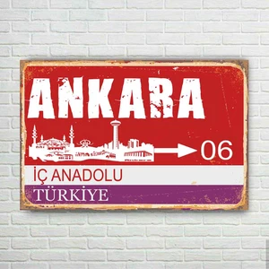 Trend Poster Ankara Plaka Retro Ahşap Poster