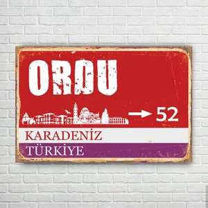Trend Poster Ordu Plaka Retro Ahşap Poster