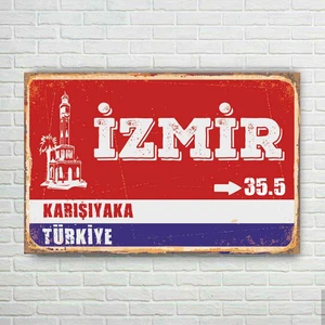 Trend Poster Izmir Plaka Retro Ahşap Poster