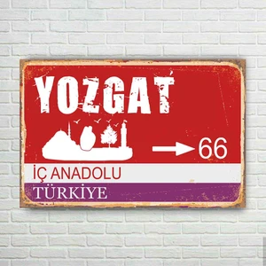 Trend Poster Yozgat Plaka Retro Ahşap Poster