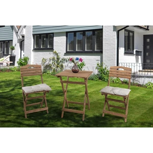 Barış Ahşap Ahşap Katlanır 2 Kişilik Minderli Masa Sandalye Seti Balkon Bahçe Teras Masa Sandalye Takımı