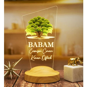 Sevgi Lambası Babaya Hediye, Babalar Günü Hediyesi, Babama Hediye, Baba, Çınar Ağacı Figürlü Renkli LED Lamba Totem Şeklinde