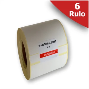 80X80 Termal Etiket  6 Rulo Barkod Etiketi