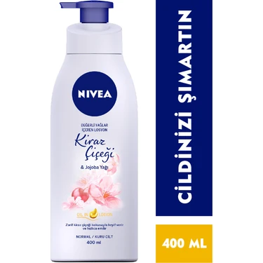 NIVEA Değerli Yağlar İçeren Vücut Losyonu Kiraz Çiçeği & Jojoba Yağı (400ml); Normal / Kuru Ciltler