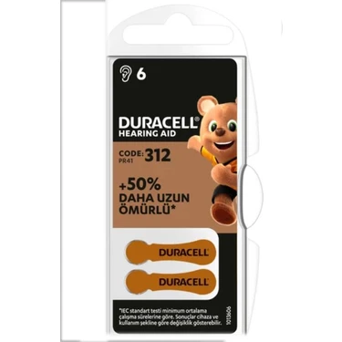 Duracell 312 Numara İşitme Cihazı Pili 6x10 60