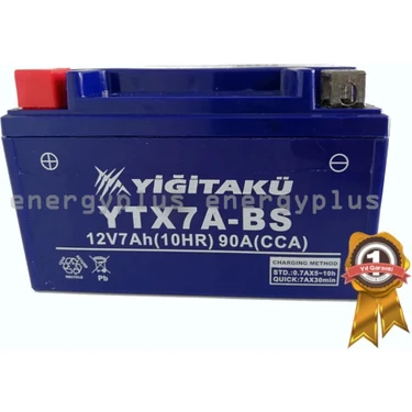 Yiğit Akü 12 V 7 Ah Amper YTX7A-BS Motosiklet Scooter Aküsü (Üretim Yılı: