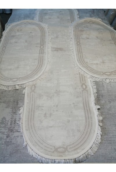 Kumru The Carpet 3'Lü Oval Bambu Akrilik Halı