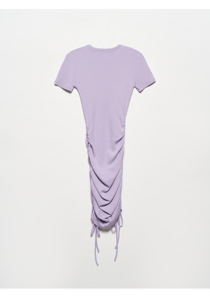 90355 Yanı Bağcıklı Elbise-Lila fiyatları