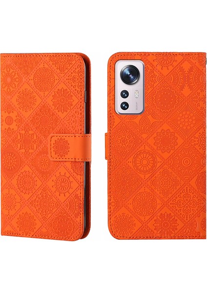 Xiaomi 12 Turuncu İçin Kabartmalı Desen Pu Telefon Kılıfı (Yurt Dışından) modelleri