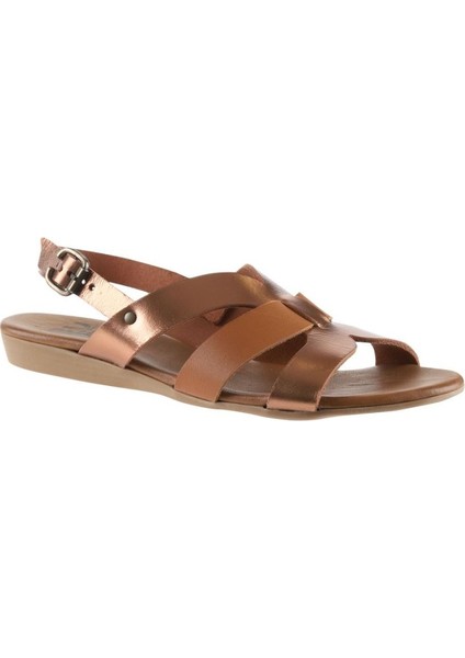 Taba Parlak Deri Kadın Düz Sandalet fiyatları
