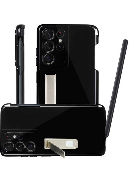 Samsung Galaxy S21 Ultra Uyumlu Kılıf Standlı Kalem Bölmeli Ultra Ince Ultra Esnek Silikon Siyah modelleri