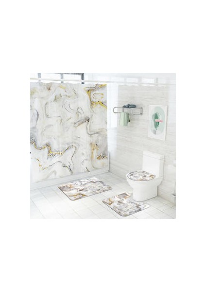 Banyo Mat ve Su Geçirmez Duş Perdesi Seti Emici U Şekilli Tuvalet Kilim Anti Kayma Zemin Halı Tuvalet Banyo Halı Halı | Banyo Paspasları (Yurt Dışından) fiyatları