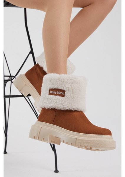 Kadın Taba Süet Yünlü Rahat Kalıp Bot