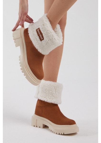 Kadın Taba Süet Yünlü Rahat Kalıp Bot indirimleri