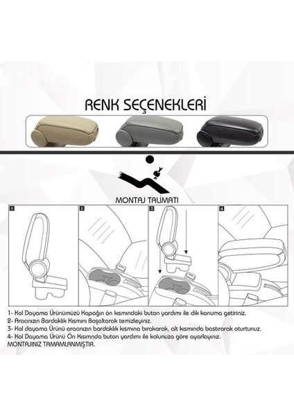 Renault Megane 3 Kol Dayama Deri Kolçak 2010-2016 Siyah