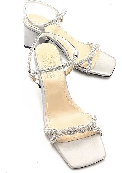 After Saten Topuklu Taşlı Kadın Ayakkabıı