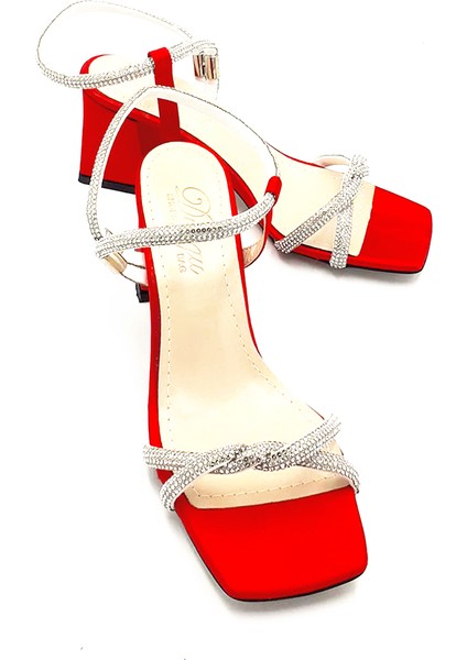 After Saten Topuklu Taşlı Kadın Ayakkabıı