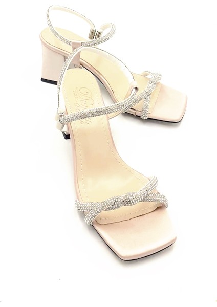 After Saten Topuklu Taşlı Kadın Ayakkabıı