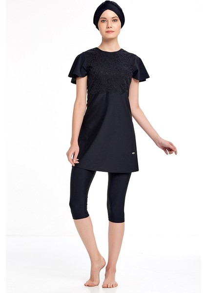 Özel Tasarım Su Tutmayan Kumaş Yarım Kollu Taytlı Mayo 3402 modelleri