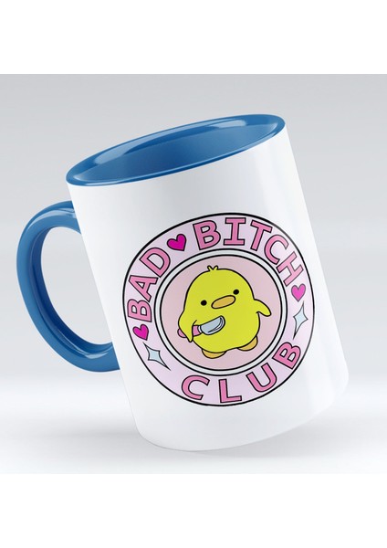 Gift Bad Bitch Club Tasarımlı Mavi Kupa Bardak - Model 1