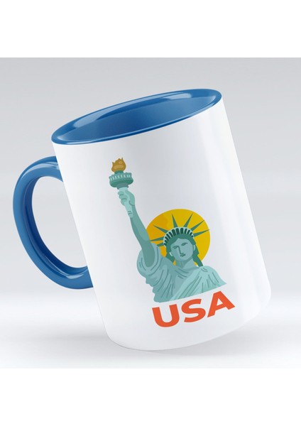 Gift Usa Tasarımlı Mavi Kupa Bardak - Model 1