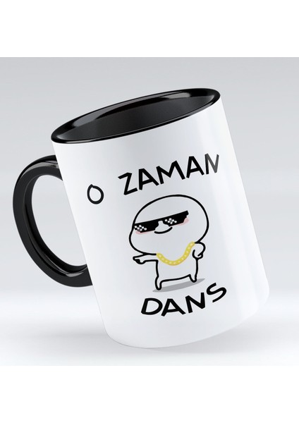 Gift O Zaman Dans Tasarımlı Siyah Kupa Bardak - Model 1