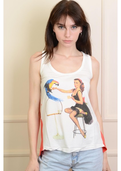 KADIN MERCAN BEYAZ BASKILI ATLET PMBL25442 indirimleri