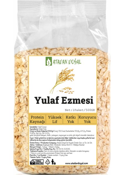 Katkısız Yulaf Ezmesi 1 Paket 500G