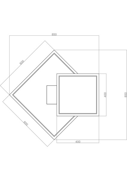 Obluqe Iı Tavan Tipi Ledli Plafonyer Avize 85X85CM