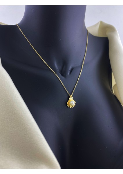 14 Ayar Altın Deniz Kabuğu Inci Kolye modelleri