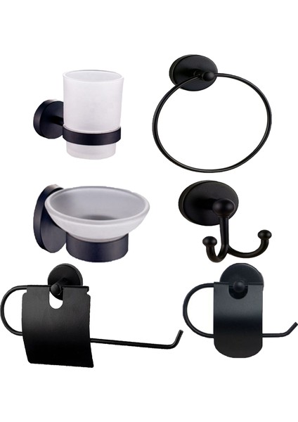 Fnd Home Siyah Banyo 6'lı Set