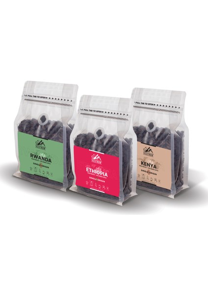 Coffee Works Afrika Filtre Kahve Seti Etiyopya - Kenya - Ruanda 3x250 gr