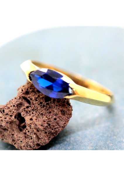 Gümüş Yüzük - Jade Safir Taşlı(1.20 Crt Nano Safir Taşlı Kadın 925 Ayar Gümüş Yüzük-Kadın Modern Tasarım Stil 925 Ayar Hediye Yüzük
