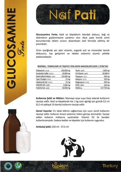 Glucosamine 250 ml (Kedi ve Köpekler Için Eklem ve Kas Desteği )