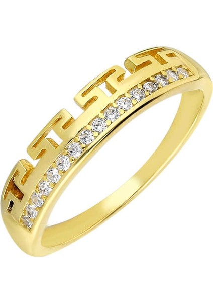 Zirkon Taşlı T Tasarım Gold Renk 925 Ayar Gümüş Bayan Yüzük fiyatları