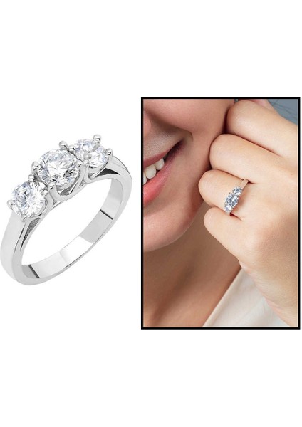 Starlight Diamond Pırlanta Montür Mini Tasarım 925 Ayar Gümüş Bayan Tria Yüzük fiyatları
