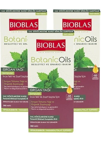 Botanic Oils Şampuan Isırgan Yağı Ince Telli & Zayıf Saçlar Için Şampuan 360 ml x 3 Adet