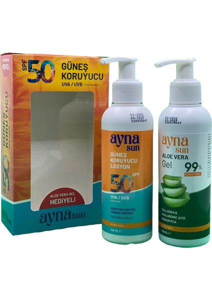 Gunes 50 Spf 150 Ml+Ayna Sun Aloevera Jel 150 ml Set modelleri