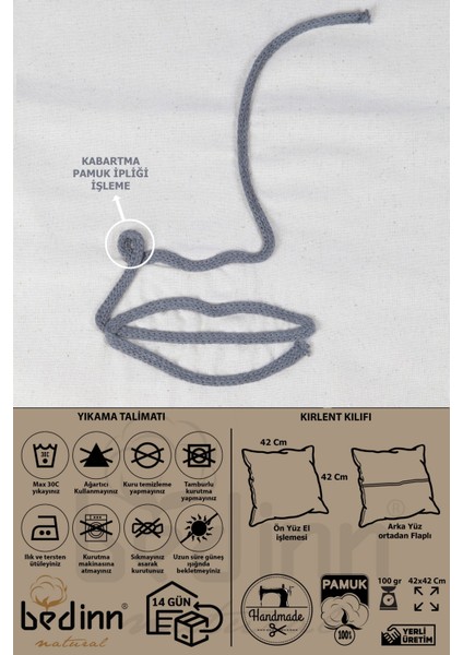 Boho Kırlent Kılıfı Yüz Çizgi Sanatı Krem, Tek Çizgi Sanatı, Minimalist Çizim 42 x 42 cm
