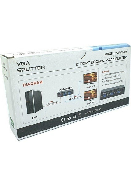 2port 1x2 VGA Splitter VGA Dağıtıcı
