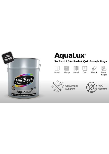 Aqualux Çok Amaçlı Ahşap Metal Cam Plastik Seramik Boyası 0.75LTANDEZİT35