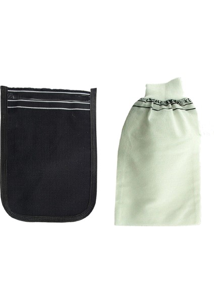 2 Adet Kalın Siyah ve Beyaz Hamam Kesesi 25X17 cm