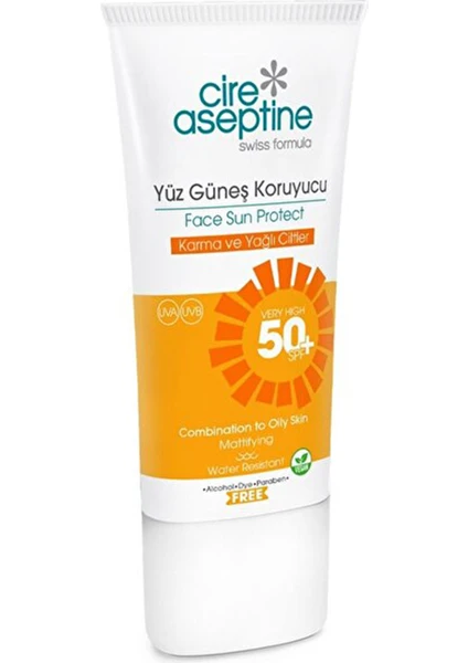 Cire Aseptine Cire Aseptine yüz Güneş Koruyucu Spf 50 Karma ve Yağlı Cilt 50 ml