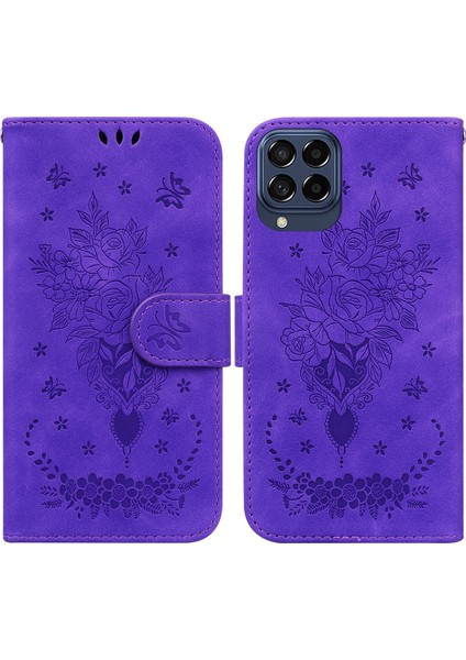 Samsung Galaxy M53 İçin Deri Telefon Kılıfı 5G Mor (Yurt Dışından) modelleri