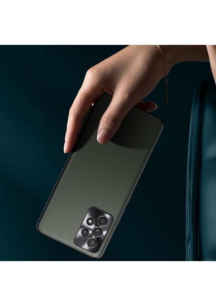 Samsung Galaxy A73 Turuncu İçin Düz Cilt Deri Kasa (Yurt Dışından)