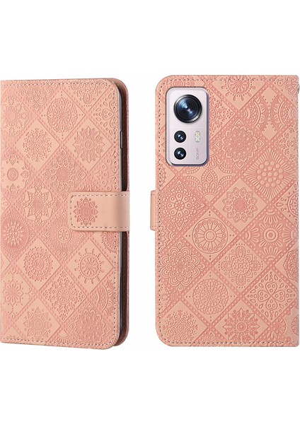 YKD Store Xiaomi 12 Pembe İçin Kabartmalı Desen Pu Telefon Kasası (Yurt Dışından)