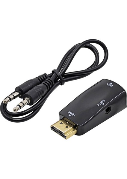 HDMI To VGA Çevirici Dönüştürücü Ses Çıkışlı Ps3 Ps4 Receiver Projeksiyon Pc Laptop
